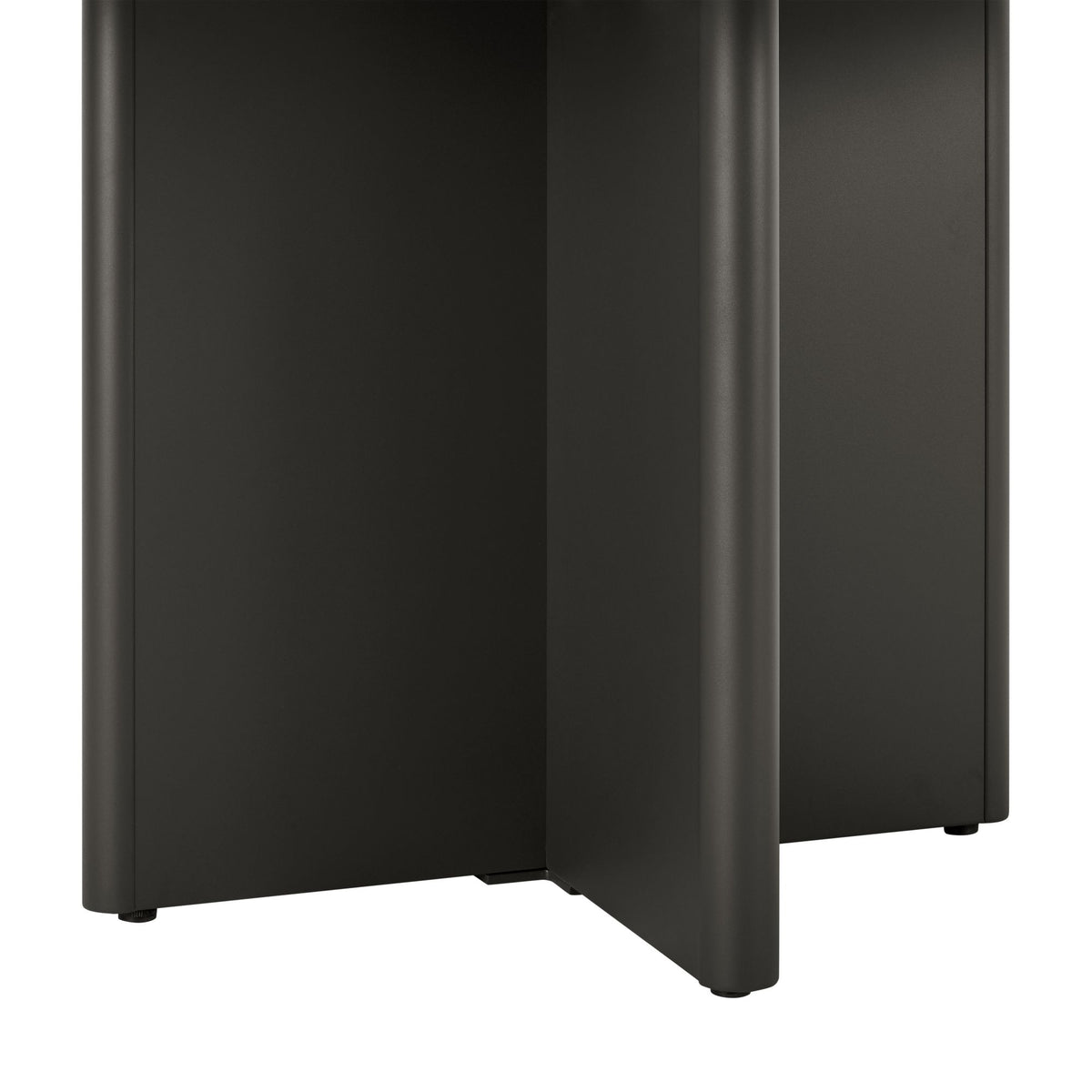 Ciela - Outdoor Round Sintered Stone Dining Table With Sculptural Cross Aluminum Base - Dark Bronze