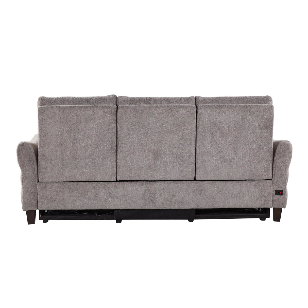 Slope - Upholstered Power Sofa - Espresso Wood, Pewter Fabric