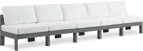 Nizuc - Outdoor Patio 5 Seat Modular Armless Sofa With Gray Frame