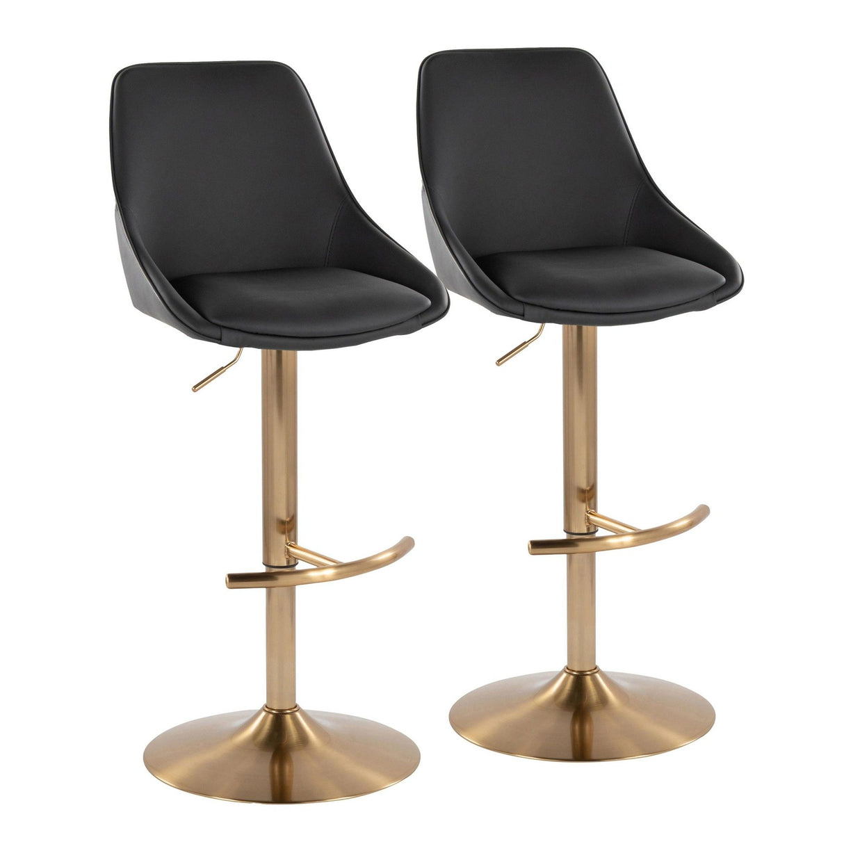 Diana - Adjustable Barstool With Rounded T Footrest (Set of 2) - Gold Metal