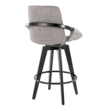 Cosmo - Fixed-Height Counter Stool (Set of 2) - Black Bamboo Base, Black Footrest