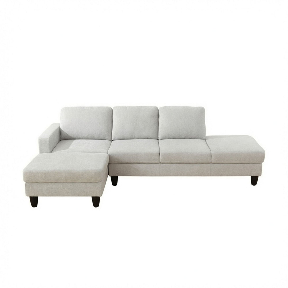 2 Piece L - Shaped Left Chaise Sectional Sofa With Ottoman, Living Room Furniture - White / Gray