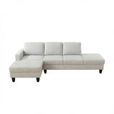 2 Piece L - Shaped Left Chaise Sectional Sofa With Ottoman, Living Room Furniture - White / Gray