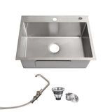 24" Stainless Steel Washing Sink With Faucet Hoses And Drain Head Only (Update) - Silver