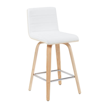 Vienna - Modern Counter Height Swivel Bar Stool - Patterned Oak Wood Frame