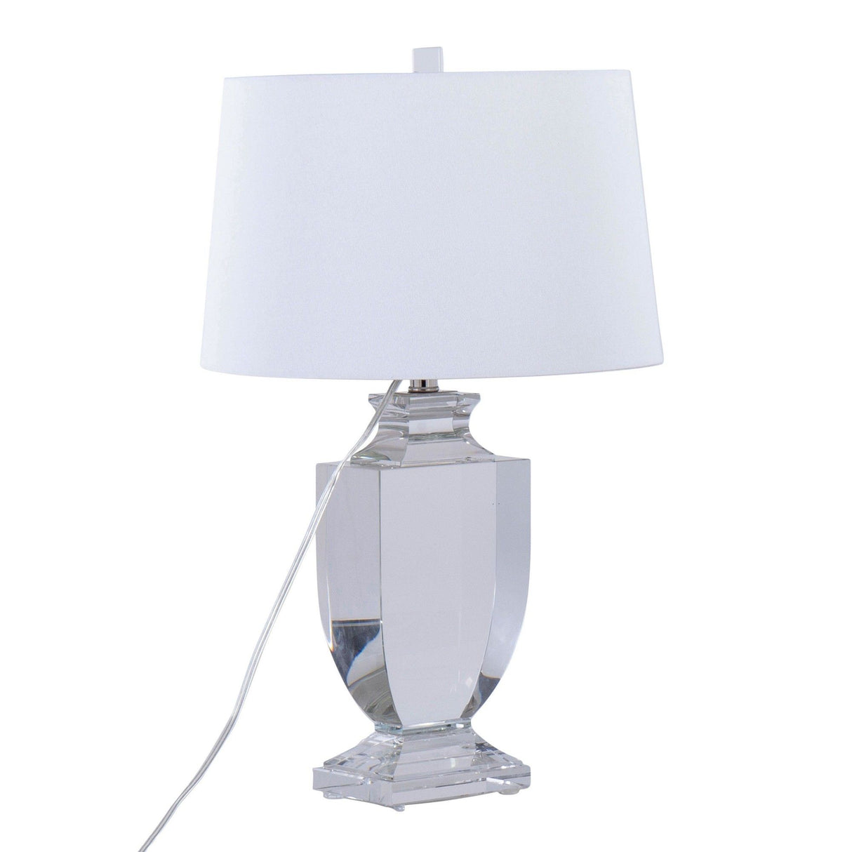Elsa - Crystal Table Lamp - Clear Crystal, Chrome Metal, Off - white Silk