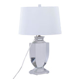 Elsa - Crystal Table Lamp - Clear Crystal, Chrome Metal, Off - white Silk