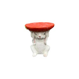 Cute Bunny Side Table With Carrot Top, Plant Stand For Indoor Outdoor Garden Decor - Red / White