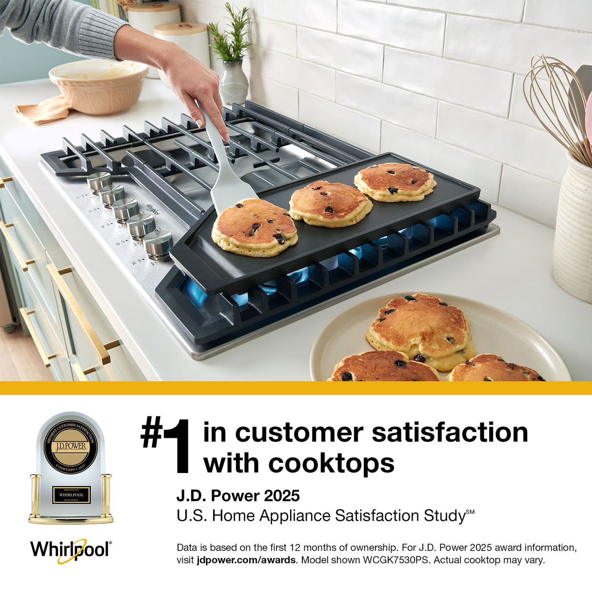 Whirlpool WCGK5036PV cooktop installed