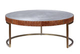 Tamas - 16" Coffee Table - Aluminum & Cocoa Top Grain Leather