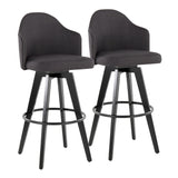 Ahoy - Upholstered Fixed-Height Barstool (Set of 2) - Black Base, Black Footrest