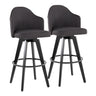 Ahoy - Upholstered Fixed-Height Barstool (Set of 2) - Black Base, Black Footrest