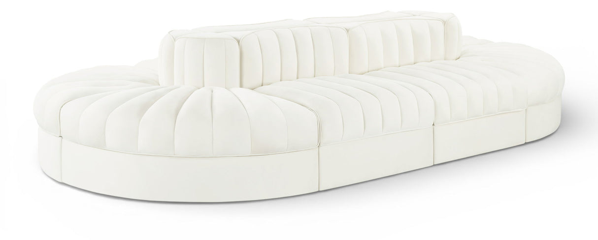 Rummi - Oval Velvet Performance Fabric Upholstered 8 Piece Modular Sectional