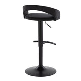 Grotto - Upholstered Adjustable Barstool - Black Metal Base