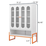 Modern Metal Shoe Cabinet With DoublebSided Doors And Adjustable Partitions