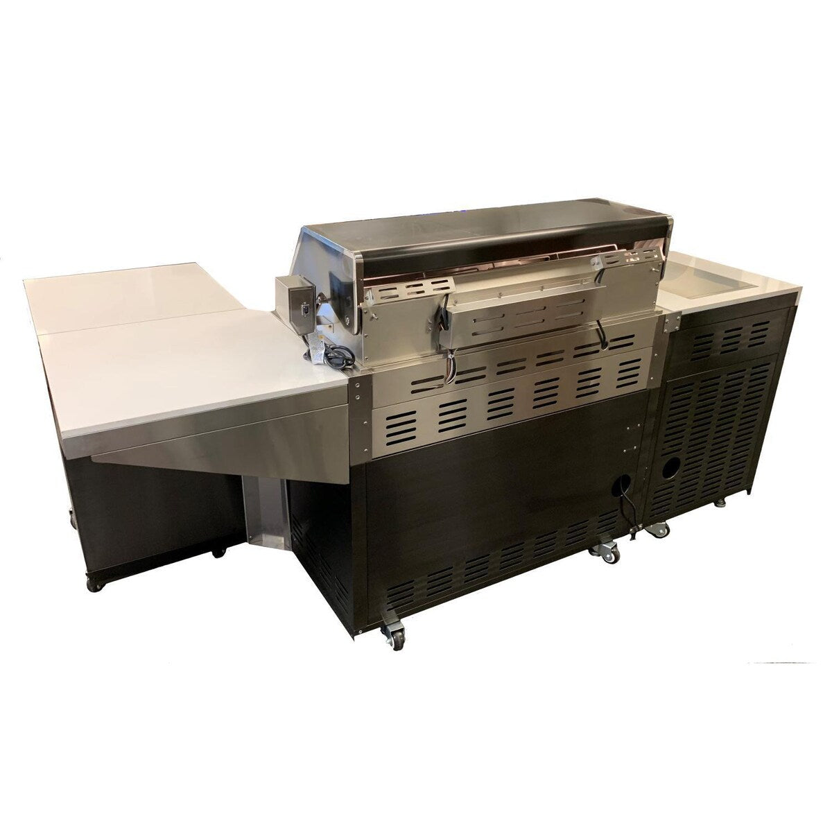 Mont Alpi Black Series 8 Ft L-Shaped Natural Gas Outdoor Kitchen Island w/ Side Burner- MAi805-BSS90C