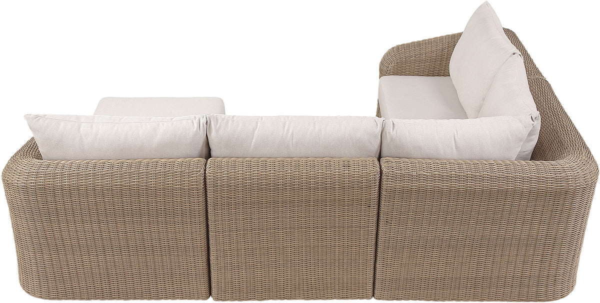 Seacrest - 123.25" Olefin Water Resistant And Wicker 5 Piece Outdoor Patio Modular Sectional