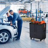 Rolling Tool Cabinet Heavy Duty Garage Storage With Lockable Doors & Drawers