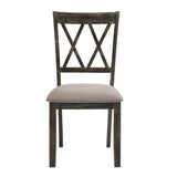 Claudia II - Side Chair Set of 2) - Beige Fabric & Weathered Gray