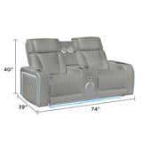 Electra - Power Reclining Loveseat With Power Headrests, Console, Speakers, Massage, LED Lighting And USB Control