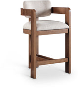 Sacha - Linen Stool With Brown Base