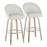 Matisse - 30" Highback Fixed-Height Barstool With Swivel And Round Chrome Metal Footrest (Set of 2) - Light Gray Wood