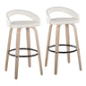 Grotto - Upholstered Fixed-Height Barstool (Set of 2) - Whitewashed Wood, Black Metal