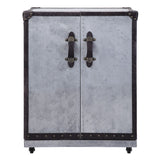 Brancaster - Wine Cabinet - Antique Ebony Top Grain Leather & Aluminum