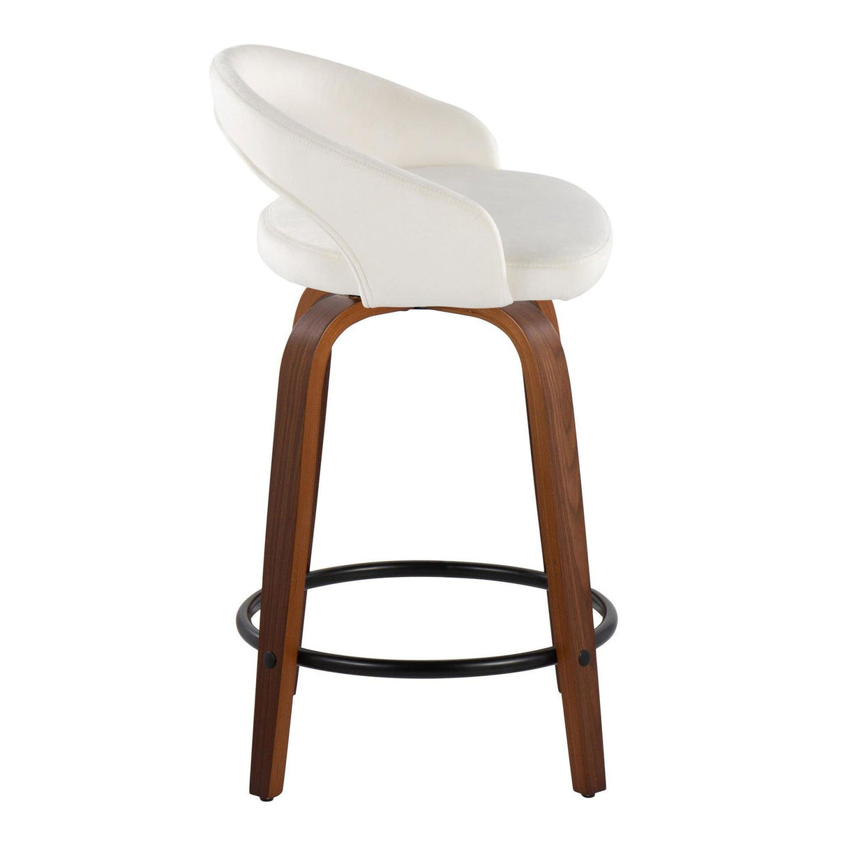 Grotto - 31" Upholstered Fixed-Height Counter Stool (Set of 2) - Walnut Wood Base