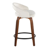 Grotto - 31" Upholstered Fixed-Height Counter Stool (Set of 2) - Walnut Wood Base