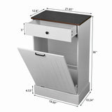Tilt Out Trash Cabinet With Drawer, 10 Gallon Hamper - White