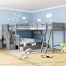 Solid L Shaped Bunk Bed With 3 Drawers, Ladder And Staircase