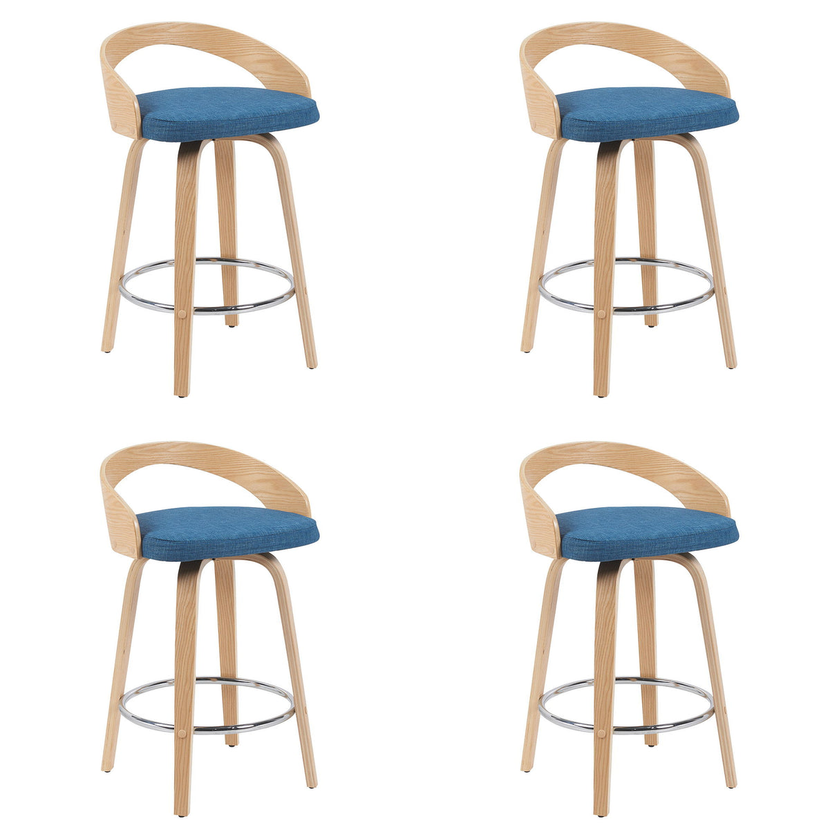 Sonia - Modern Swivel Counter Height Bar Stool - Patterned Oak Wood Finish