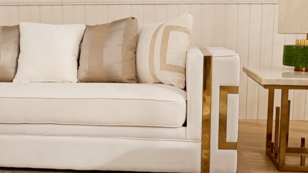 HD-2131 - Loveseat - White / Gold