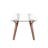 Folia - Mid-Century Modern Dining Table - Walnut Wood With Clear Tempered Glass