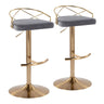 Charlotte - Glam Adjustable Swivel Barstool (Set of 2) - Gold Frame