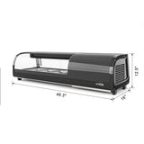 46 in. Glass Sushi Countertop Display Refrigerator with 4 Stainless Steel Trays in Black (KM-SR46-BK)