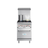 24 in. 4 Burner Commercial Natural Gas Range with Oven in Stainless-Steel (KM-CR24-NG)