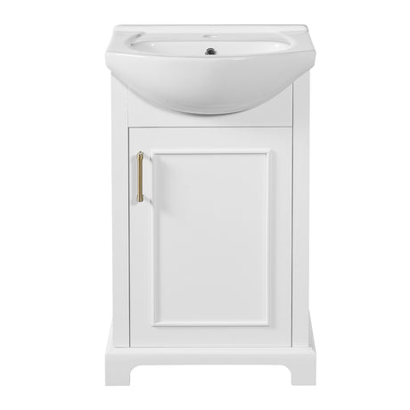 Bathroom Vanity With Bulged Sink, Cabinet, Soft-Close Door, Freestanding Single Unit
