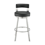 Lynof - Swivel Bar Stool - Brushed Stainless Steel Finish