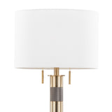 Trophy - Glam Table Lamp - Gold Metal And White Linen Shade