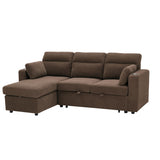 Convertible L - Shaped Sectional Sofa Bed With Storage Chaise, Cup Holders