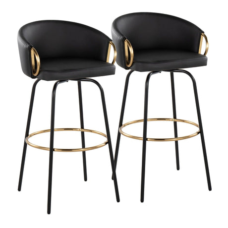 Claire - 30" Fixed-Height Barstool (Set of 2) - Black Base