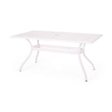 Celestine - Outdoor Cast Aluminum Dining Table With Floral Lattice Design And Umbrella Holder
