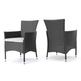 Dimensional Outdoor Dining Chair With Cushion Seat And Iron Frame (Set of 2)