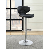 Bar Stool With Curved Design, Height Adjustable & Swivel Base (Set of 2) - Black