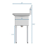 52 in. Two Compartment Stainless Steel Commercial Sink with 2 Drainboards, Bowl Size 14"x 16"x 11" SB141611-12B3.