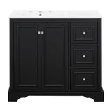 Bathroom Vanity With Sink, Soft-Close Doors, Adjustable U-Shelf, 3 Drawers