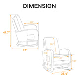 High Back Glider Rocking Chair With Retractable Footrest And Rubber Wood Legs