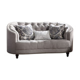 Saira - Loveseat With 3 Pillows - Light Gray Fabric